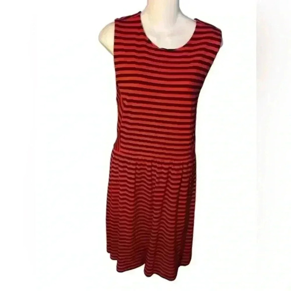J.Crew Blue and red striped knit knee‎ length Dress, size 14 - Picture 1 of 5